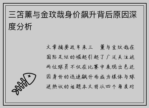 三笘薰与金玟哉身价飙升背后原因深度分析